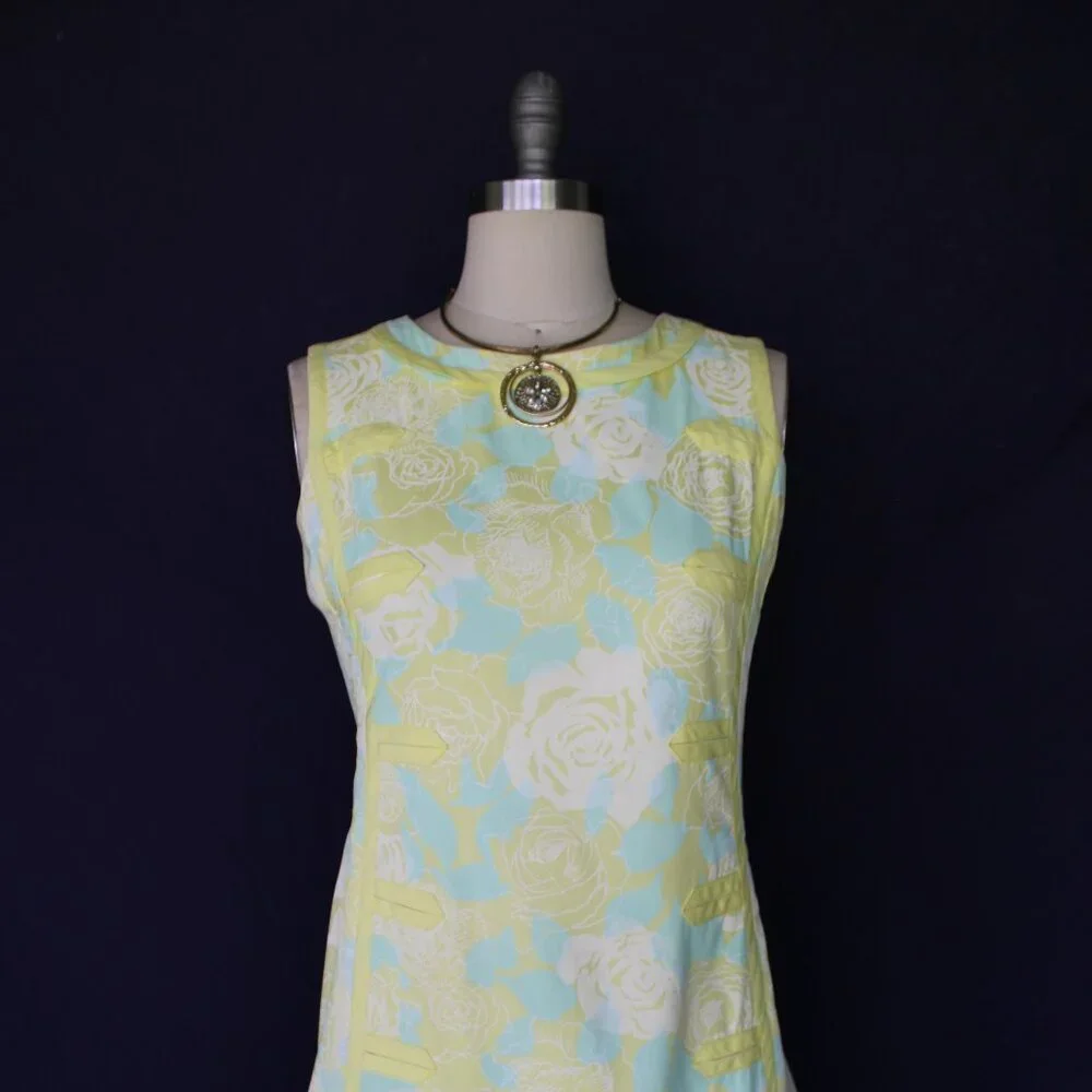 The Lilly Pulitzer vintage floral tunic mod 60s dress Jackie O scooter shift S - Picture 3 of 10